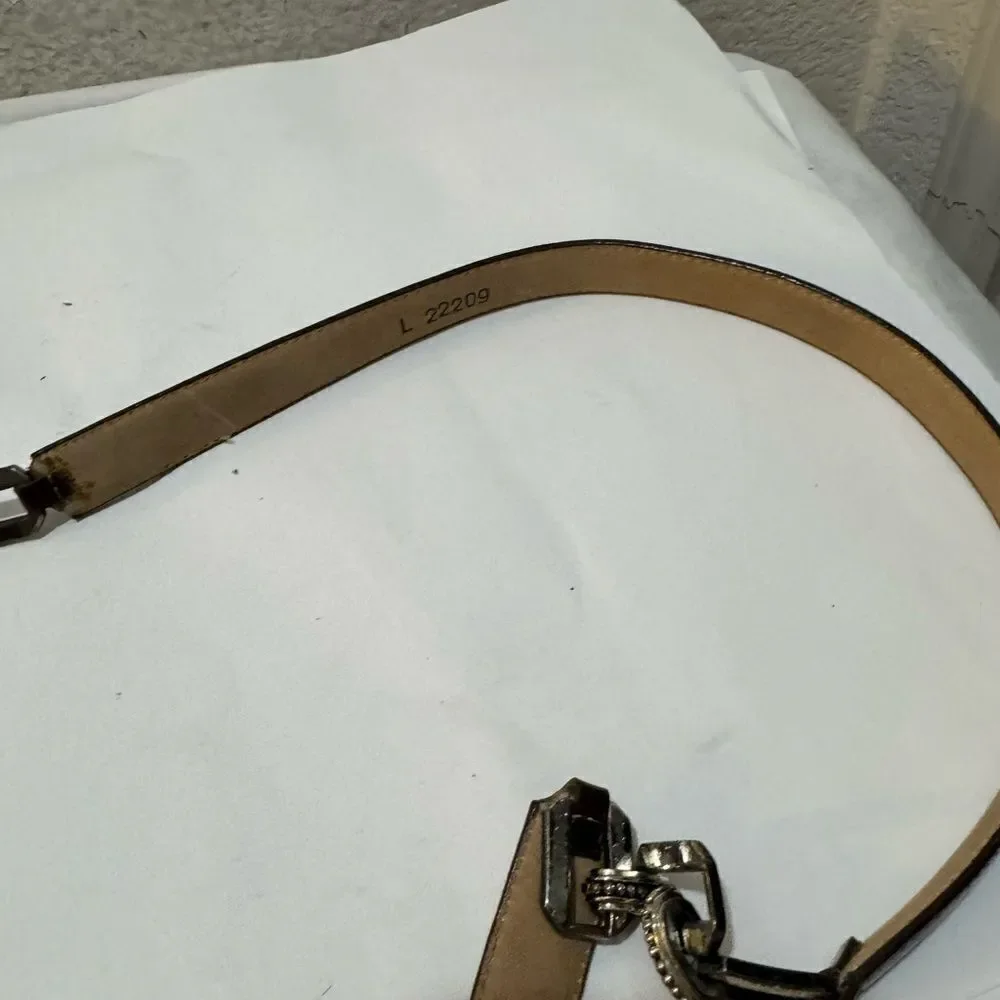 Brighton Black Patent Leather Belt  skinny chain size L